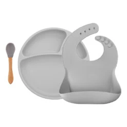 Silicone Dining Set OF 3PCS | Powder Gray