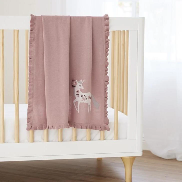 Floral Unicorn Knit Baby Blanket | 89485 3 Floral Unicorn Knit Baby Blanket | 89485 - Image 3
