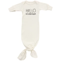 Hello I'm New Here | Organic Infant Gown | Black | 0-3m