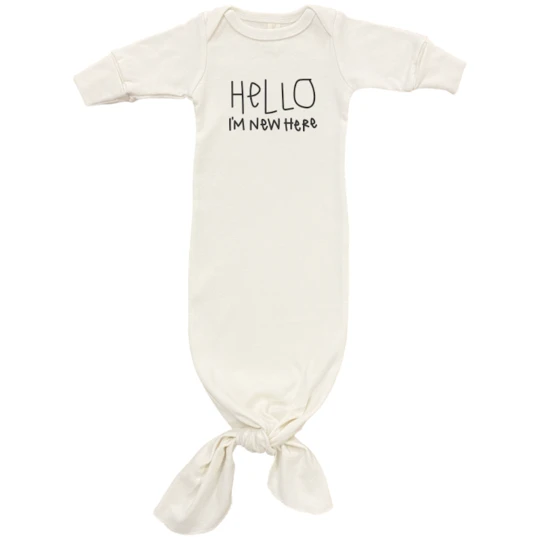 Hello I'm New Here | Organic Infant Gown | Black | 0-3m 1 Hello I'm New Here | Organic Infant Gown | Black | 0-3m