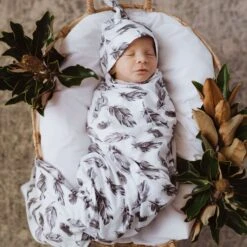 Quill | Baby Jersey Wrap &amp; Beanie Set
