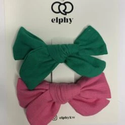 Elphy | Linen Bows | Fuschia + Green
