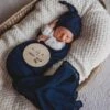 Navy Organic Muslin Wrap + Beanie