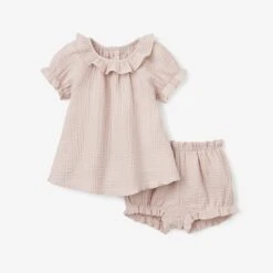 Muslin Dress Bloomer Set | Blush Pink