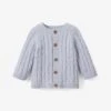 Pale Blue Cotton Cable Knit Baby Sweater