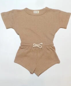 Beige Waffle Knit Set