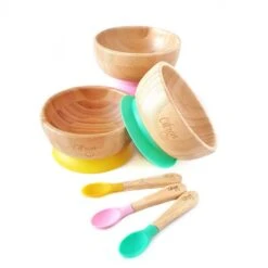 CITRON BAMBOO SUCTION BOWL &amp; SPOON | PINK -Cheap Baby Products Store PL3