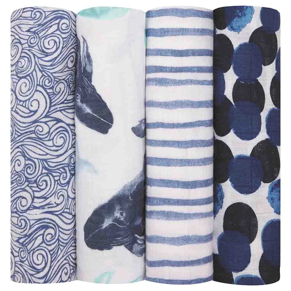Aden + Anais Classic Swaddle 4-Pack Set | Seafaring 2 Aden + Anais Classic Swaddle 4-Pack Set | Seafaring - Image 2