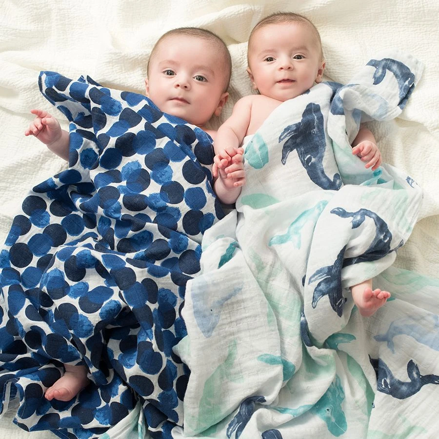 Aden + Anais Classic Swaddle 4-Pack Set | Seafaring 5 Aden + Anais Classic Swaddle 4-Pack Set | Seafaring - Image 5