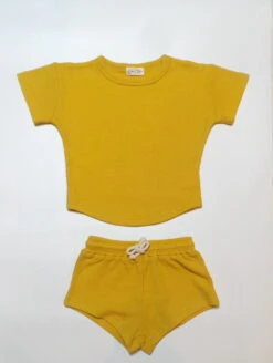 Mustard Waffle Knit Set -Cheap Baby Products Store Yellow4