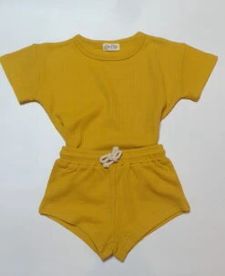 Mustard Waffle Knit Set