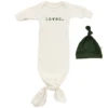 Loved Gown Olive + Baby Top Knot Hat