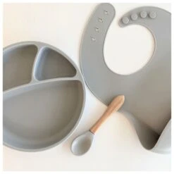 Silicone Dining Set OF 3PCS | River Green -Cheap Baby Products Store akr mk 101070017 minikoioi silicone dining set of 3pcs powder grey 16585025400 1