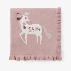 Floral Unicorn Knit Baby Blanket | 89485