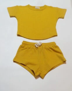 Mustard Waffle Knit Set -Cheap Baby Products Store yellow5